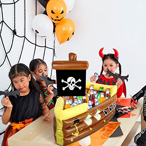 Zhanmai Halloween Inflatable Pirate Cooler Inflatable Serving Bar Food Container Drink Cooler Inflatable Drink Holder Pool for Halloween Pirate Party Supplies Decorations(Ship)