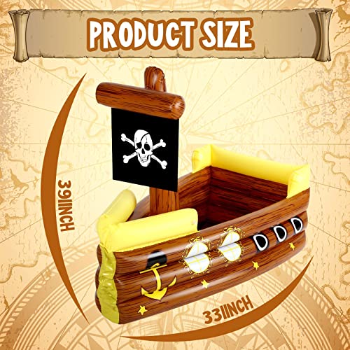 Zhanmai Halloween Inflatable Pirate Cooler Inflatable Serving Bar Food Container Drink Cooler Inflatable Drink Holder Pool for Halloween Pirate Party Supplies Decorations(Ship)