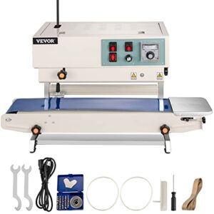 VEVOR Continuous Band Sealer, 0.24-0.6 in/6-15 mm Seal Width, FR900 110V/60Hz Vertical Sealing Machine, Band Heat Sealer with Digital Temperature Control for PVC Membrane Bag Film