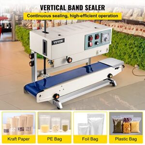 VEVOR Continuous Band Sealer, 0.24-0.6 in/6-15 mm Seal Width, FR900 110V/60Hz Vertical Sealing Machine, Band Heat Sealer with Digital Temperature Control for PVC Membrane Bag Film