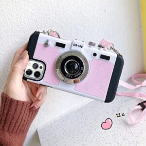 Losin Emily in Paris Phone Case Compatible with iPhone 14 Pro Max for Women and Girls Camera Case Cute Vintage 3D Design Fashion Neck Strap Crossbody Strap Lanyard Cover Shockproof Protective Cover