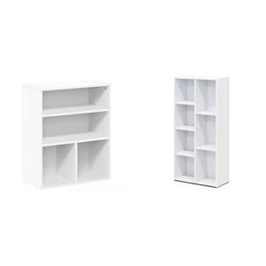 furinno pasir 3 tier display bookcase, white & luder bookcase/book/storage, 7-cube, white