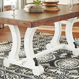 Signature Design by Ashley Valebeck Farmhouse Rectangular Extension Dining Table, Fits up to 8, White & Brown & Valebeck Vintage Farmhouse Cushioned Dining Chair, 2 Count, Whitewash