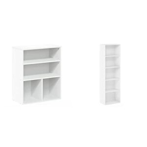 furinno pasir 3 tier display bookcase, white & luder bookcase/book/storage, 5-tier, white