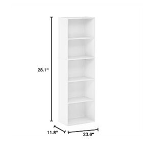 Furinno Pasir 3 Tier Display Bookcase, White & Luder Bookcase/Book/Storage, 5-Tier, White