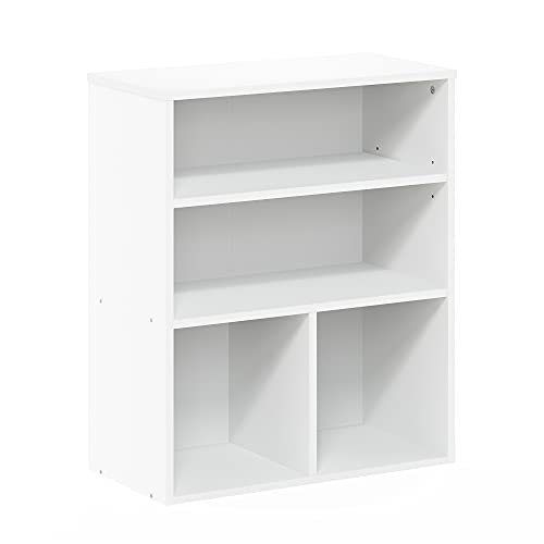 Furinno Pasir 3 Tier Display Bookcase, White & Luder Bookcase/Book/Storage, 5-Tier, White