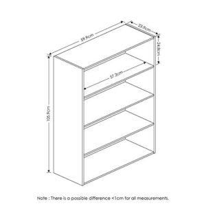 Furinno Pasir 4 Tier Open Shelf, Steam Beech & Turn-N-Tube 5 Tier Corner Display Rack Multipurpose Shelving Unit, 1-Pack, Beech/White