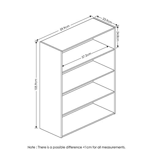 Furinno Pasir 4 Tier Open Shelf, Steam Beech & Turn-N-Tube 5 Tier Corner Display Rack Multipurpose Shelving Unit, 1-Pack, Beech/White