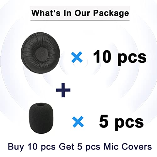 Ear Cushions for Plantronics Headset Replacement 50mm Ear Pads Designed for Headphone Plantronics HW251N HW261N HW510 Blackwire C320 3210 3220 Jabra Pro 920 9450 GN 2000 9125 Biz 2400II 2300 (10 Pack)