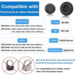 Ear Cushions for Plantronics Headset Replacement 50mm Ear Pads Designed for Headphone Plantronics HW251N HW261N HW510 Blackwire C320 3210 3220 Jabra Pro 920 9450 GN 2000 9125 Biz 2400II 2300 (10 Pack)