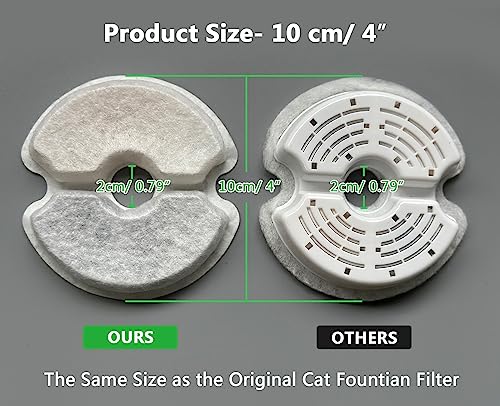 Pet Water Fountain Filter 6 Pack, Yiupea Replacement Cat Filters for 2L-2.5L / 67-84 oz Cat Water Fountain, Cotton Activated Carbon & Resin with Triple Filtration