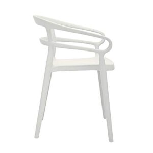 Amazon Basics White, Curved Back Dining Chair-Set of 2, Premium Plastic & White, Armless Slot-Back Dining Chair-Set of 2, Premium Plastic