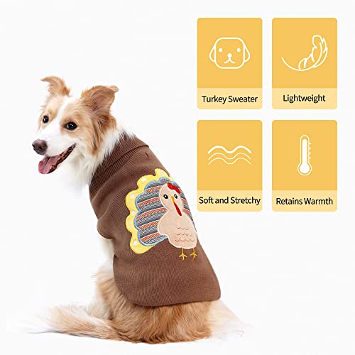 Hotumn Dog Sweater with Hole Thanksgiving Classic Knitwear Pup Dog Shirts Turkey Pattern Dog Dress Warm Winter Pet Clothes for Small Medium Dogs (X-Large)