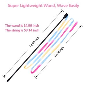 MintCat 3 PCS Interactive Cat String Toy Colorful, Cat Toys Wand Rainbow Cat Ribbon Toy, Feather Kitty Kitten Toys Cat Teaser Wand Toy, Charmer Stick for Indoor Cats Kittens