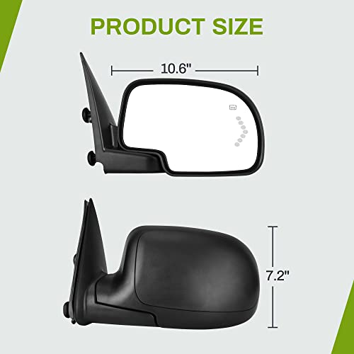 AUTOSAVER88 Towing Mirrors Compatible with 2003-2006 Chevy Silverado GMC Sierra, Power Adjustable Heated Side Tow Mirror for 03-06 Suburban Avalanche Tahoe with Turn Signal Pair Set