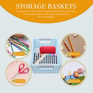 Zerodeko Rectangular Storage Basket 5pcs Plastic Storage Baskets Shelves Small Storage Bins Hollow Desktop Baskets for Closet Shelf Pantry Organizing Home Supplies Blue Makeup Storage Box