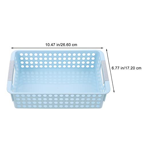 Zerodeko Rectangular Storage Basket 5pcs Plastic Storage Baskets Shelves Small Storage Bins Hollow Desktop Baskets for Closet Shelf Pantry Organizing Home Supplies Blue Makeup Storage Box