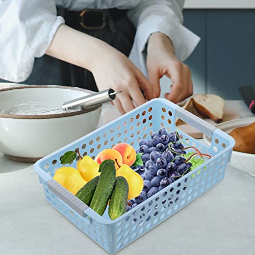 Zerodeko Rectangular Storage Basket 5pcs Plastic Storage Baskets Shelves Small Storage Bins Hollow Desktop Baskets for Closet Shelf Pantry Organizing Home Supplies Blue Makeup Storage Box