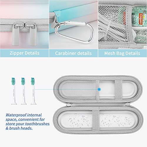 Yinke Travel Case for Oral-B/Oral-B Pro Smartseries/Philips Sonicare ProtectiveClean Electric Toothbrush, for 1000 4100 Hard EVA Case Protective Cover Storage Bag (Gradient)