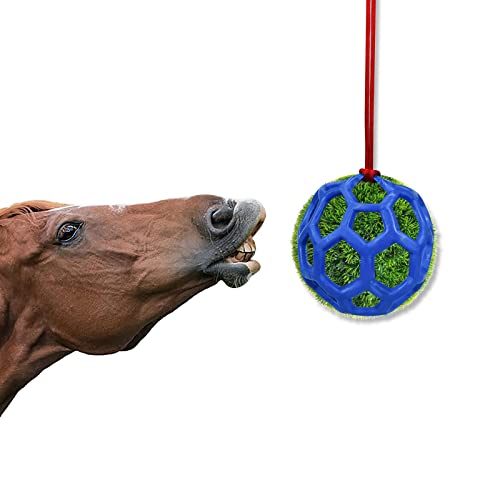 WishLotus Hay Feeder Ball, Horse Treat Ball Hanging Hay Feeder Toy to Have Fun and Relieve Stress, Horse Feed Ball to Improve Horse Digestion, Hay Ball for Horses, Sheep and Goats (Blue)