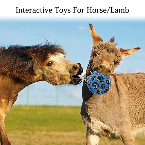 WishLotus Hay Feeder Ball, Horse Treat Ball Hanging Hay Feeder Toy to Have Fun and Relieve Stress, Horse Feed Ball to Improve Horse Digestion, Hay Ball for Horses, Sheep and Goats (Blue)