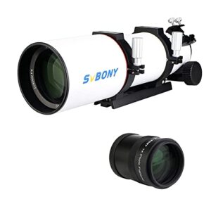 svbony sv550 telescope, 80mm f6 apo triplet refractor ota, bundle with sv209 field flattener, 1.0x flattener corrects the field, for deep sky astrophotography