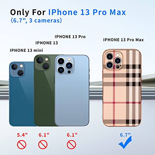 LINXUXIE Phone Case for Apple iPhone 13 Pro Max, Fashion Leather Phone Case, Soft TPU Drop Protection Shockproof Protective Phone Holder Women