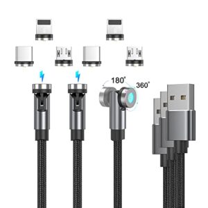 n. netdot netdot 540°rotation 3in1 magnetic charging cable, 6.6ft 3 pack gen15 magnetic phone charger and magnetic charger for micro usb, usb-c/type c and i-product, 3in1 black