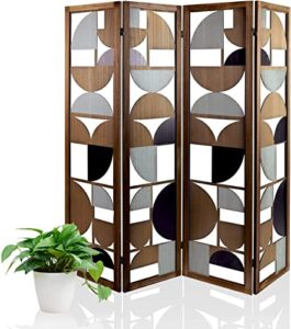 ecomex 4 panel room divider,freestanding folding room divider screen, cutout room divider wall, room dividers and room partition for home office（classic color）