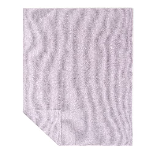 Crafted by Catherine Premier Ribbed Cozy Knit Throw Blanket 60" x 70" Inches, Soft Comfy Decorative Throw for Couch Bed Sofa Travel, Lilac