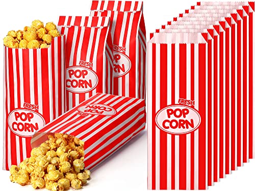 500 PCS Popcorn Bags 2oz Popcorn Paper Bags Red and White Stripes Retro Popcorn Bags Disposable Popcorn Bags for Party Movie Theater Carnival Festivals Movie Theme Party Supplies (500 Pcs)