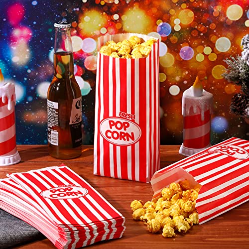 500 PCS Popcorn Bags 2oz Popcorn Paper Bags Red and White Stripes Retro Popcorn Bags Disposable Popcorn Bags for Party Movie Theater Carnival Festivals Movie Theme Party Supplies (500 Pcs)