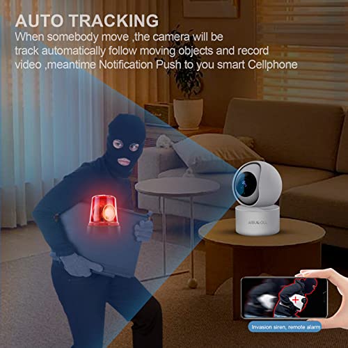 AIBUCOLL WiFi Monitor Indoor Home Security Camera- Smart Baby and Pet Monitor- Movement and Sound Detection- 1080P Camera Resolution-Night Vision Motion- Compatible with Apple and Android