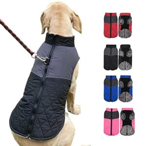 tineer dog winter jacket vest for small medium large dogs, fleece lining warm coat waterproof pet dog clothes for cold weather (xs, black)
