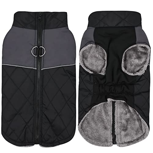Tineer Dog Winter Jacket Vest for Small Medium Large Dogs, Fleece Lining Warm Coat Waterproof Pet Dog Clothes for Cold Weather (XS, Black)