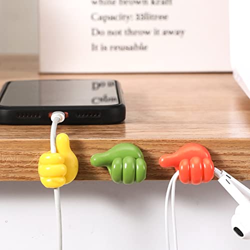 18PCS Silicone Thumb Wall Hooks, Creative Multi-Function Self-Adhesive Thumb Cable Organizer Clips, Key Hook Wall Hangers, Multi-Function Wall Storage Hooks for Bedroom Car Charging Data Cable