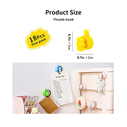 18PCS Silicone Thumb Wall Hooks, Creative Multi-Function Self-Adhesive Thumb Cable Organizer Clips, Key Hook Wall Hangers, Multi-Function Wall Storage Hooks for Bedroom Car Charging Data Cable