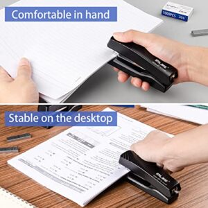 Desktop Office Stapler with 2000 Staples: IMLIKE Half Strip Desk Staplers, take 26/6 Staples 25 Sheets Capacity, Metal Construction, Non-Slip Base, Black, 2-Pack