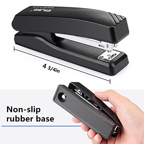 Desktop Office Stapler with 2000 Staples: IMLIKE Half Strip Desk Staplers, take 26/6 Staples 25 Sheets Capacity, Metal Construction, Non-Slip Base, Black, 2-Pack