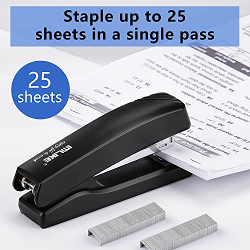 Desktop Office Stapler with 2000 Staples: IMLIKE Half Strip Desk Staplers, take 26/6 Staples 25 Sheets Capacity, Metal Construction, Non-Slip Base, Black, 2-Pack