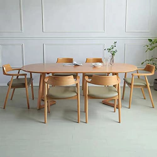 LITFAD Modern Oval Dining Table Solid Wood Dining Room Table Simple Restaurant Table - Wood Table Only 78.7" L x 31.5" W