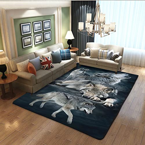 LUCKYLEI Wolf Area Rug Native American Wolf Spirit Rug Modern Rug Home Decor Mats Flannel Area Rugs Non-Slip Floor Carpet Farmhouse Home Decor for Living Room Bedroom Nursery small-31.5x19.7inch