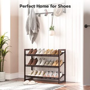 HOOBRO Metal Shoe Rack, 6 Tier Shoe Rack for Closet, Holds 18-24 Pairs of Shoes, 29.5" W x 11.6" D x 24" H, Stackable, for Entryway, Hallway, Living Room Bronze AB62XJP201