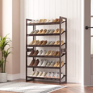 HOOBRO Metal Shoe Rack, 6 Tier Shoe Rack for Closet, Holds 18-24 Pairs of Shoes, 29.5" W x 11.6" D x 24" H, Stackable, for Entryway, Hallway, Living Room Bronze AB62XJP201