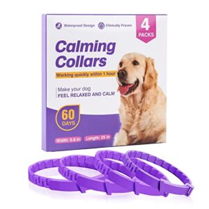 calming collar for dogs 4 packs pheromone collars appeasing dog separation anxiety relief stress 60 days calm pheromones relax breakaway design adjustable size fit medium large small puppy(25 inches)