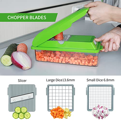 6-in-1 Vegetable Chopper, Mandoline Slicer Food Chopper Pro Onion Chopper, Multifunctional Veggie Chopper Slicer Dicer Cutter with Enlarged Storage Container with Lids