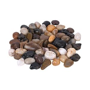 gassaf 5 pounds polished pebbles, natural polished mixed color stones, decorative gravel for plants, vases, aquariums, outdoor decorative, diy decorative river rock stones - medium(1"-1 3/4")