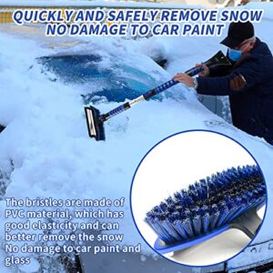 Yuntcsz 42" Snow Brush and Detachable Ice Scraper for Car Windshield with Squeegee, Extendable Aluminum Handle, 180° Pivoting Bristle Head and Foam Grip for Cars, Trucks, SUVs