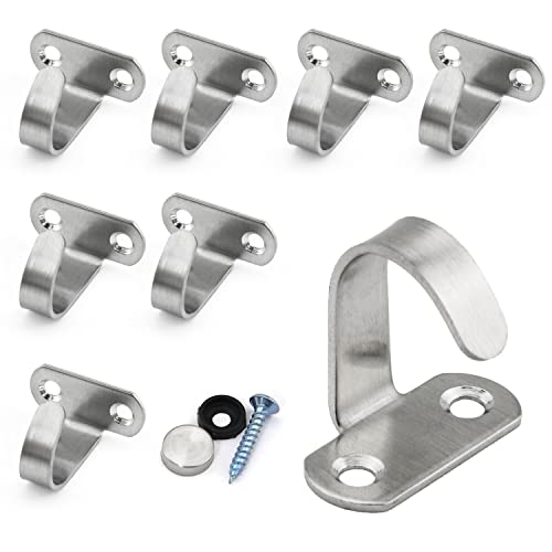 DGHAOP 8pcs Stainless Steel Screw Mounted Ceiling Hooks with Screws, Under-Shelf Towel/Robe Clothes Hook Heavy Duty Coat Hook Hanger, Silver Tone