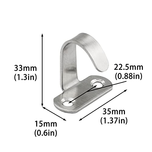 DGHAOP 8pcs Stainless Steel Screw Mounted Ceiling Hooks with Screws, Under-Shelf Towel/Robe Clothes Hook Heavy Duty Coat Hook Hanger, Silver Tone